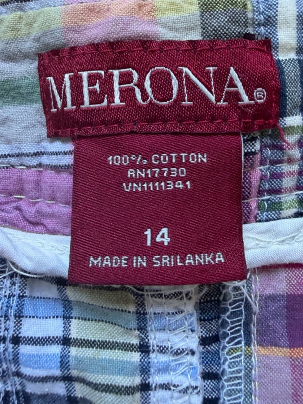 Merona Y2K Madras Plaid Patchwork Mini Skirt Pink Green Boho Prep 2000s Size 14 - Picture 2 of 10
